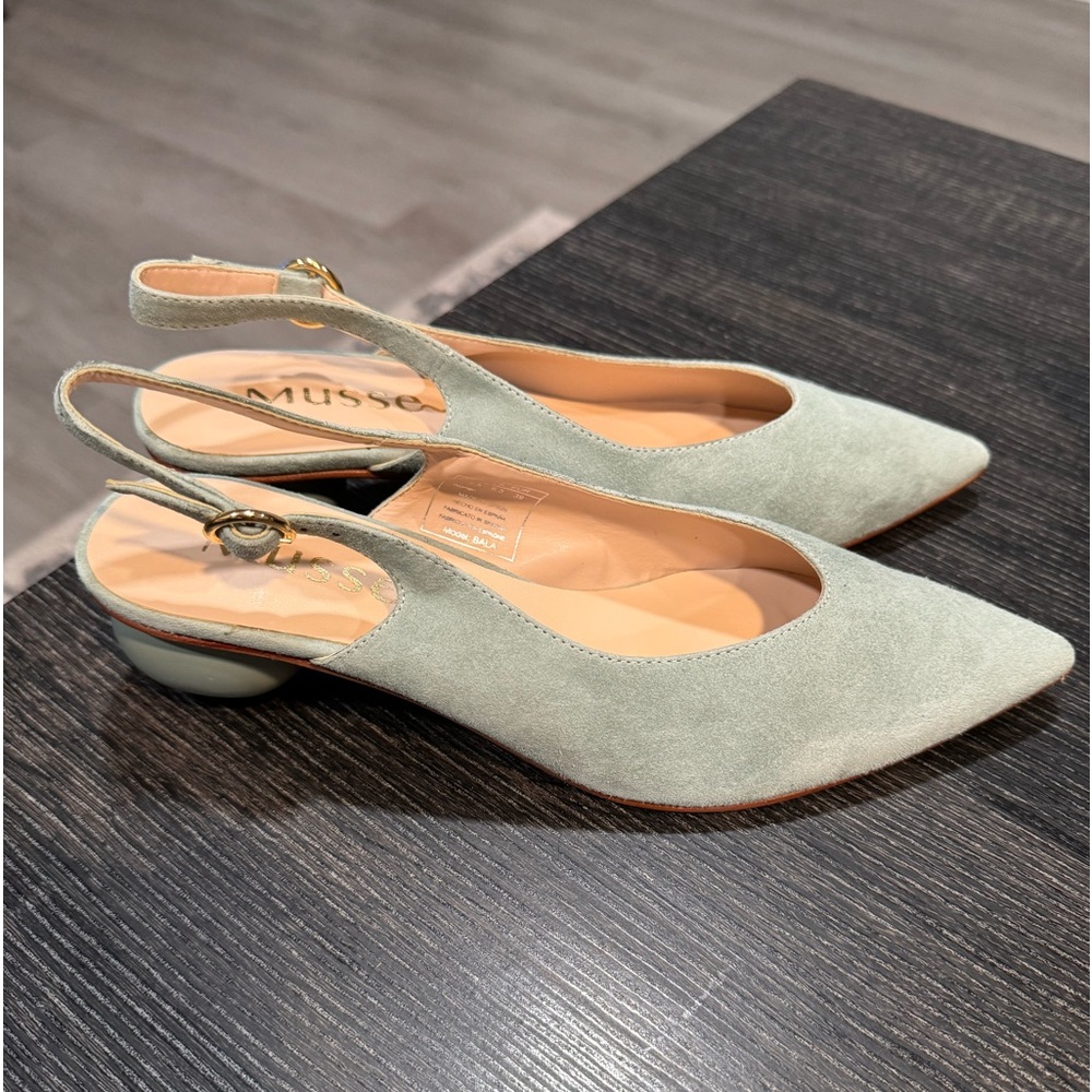 Mint green pumps